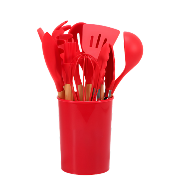 12 Piece Kitchen Utensil Set with Bamboo Handles | ventumra
