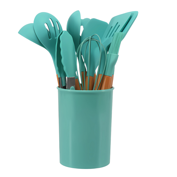 12 Piece Kitchen Utensil Set with Bamboo Handles | ventumra