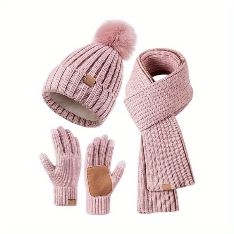 Cozy 3-Piece Knit Hat, Scarf & Glove Set | ventumra