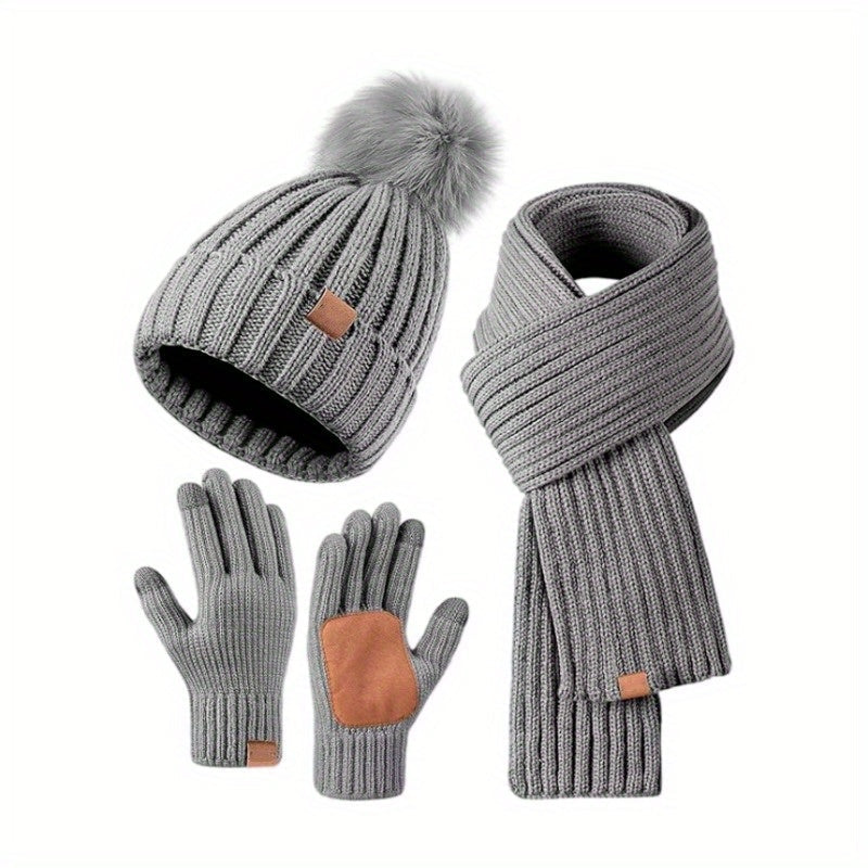 Cozy 3-Piece Knit Hat, Scarf & Glove Set | ventumra