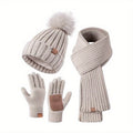 Cozy 3-Piece Knit Hat, Scarf & Glove Set | ventumra