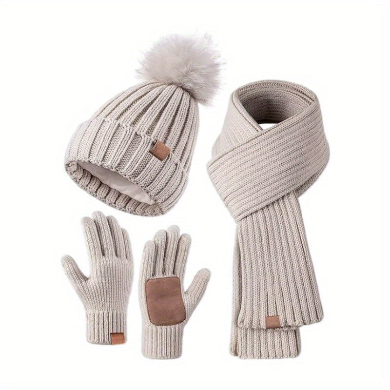 Cozy 3-Piece Knit Hat, Scarf & Glove Set | ventumra