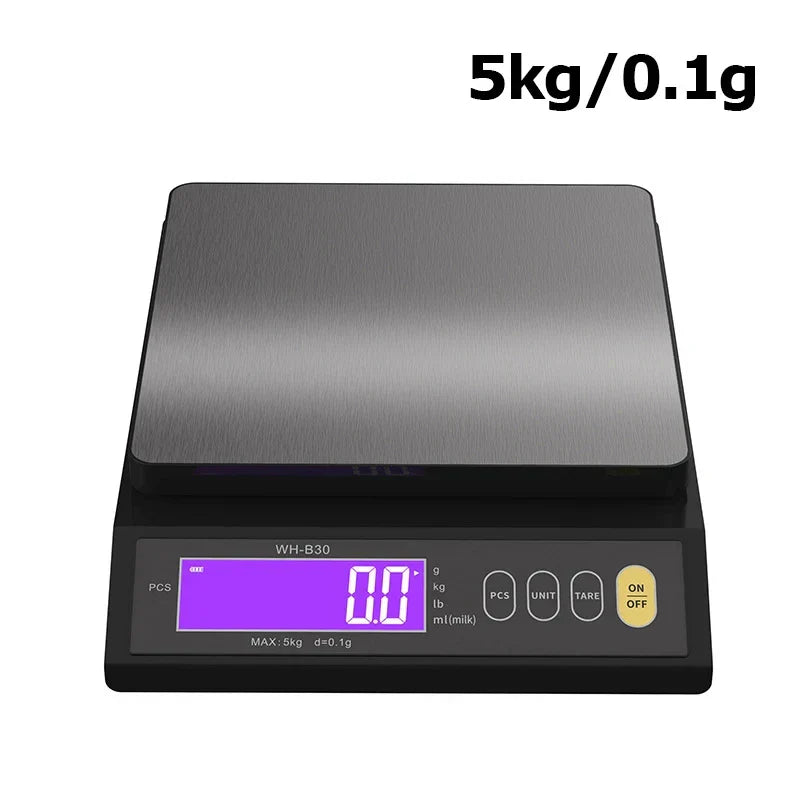 5 kg/0.1 g and 10 kg/1 g digital electronic kitchen scale, LCD screen, fully waterproof stainless steel tool for baking | ventumra