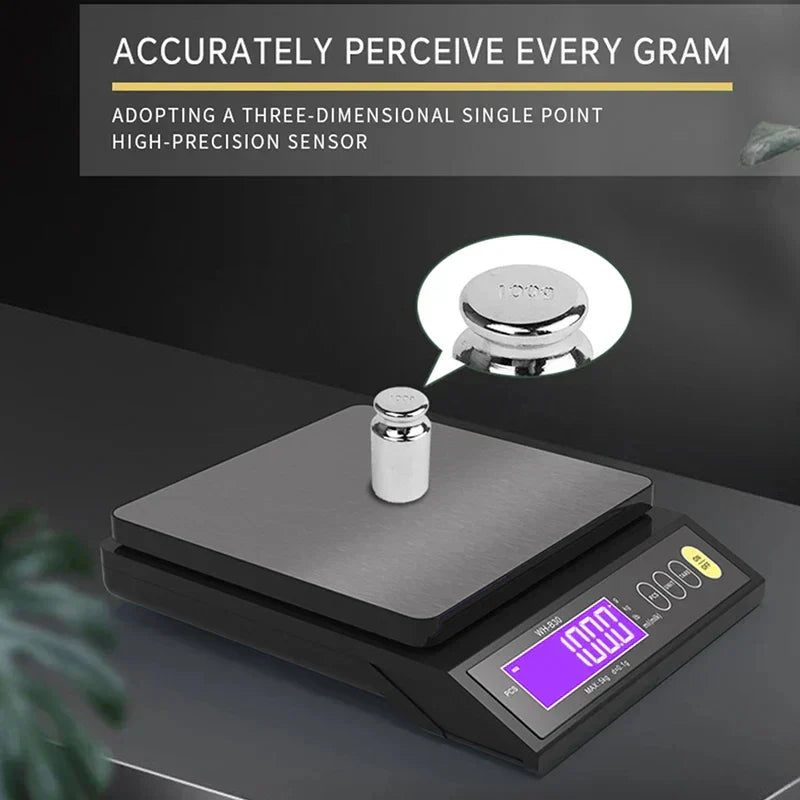 5 kg/0.1 g and 10 kg/1 g digital electronic kitchen scale, LCD screen, fully waterproof stainless steel tool for baking | ventumra