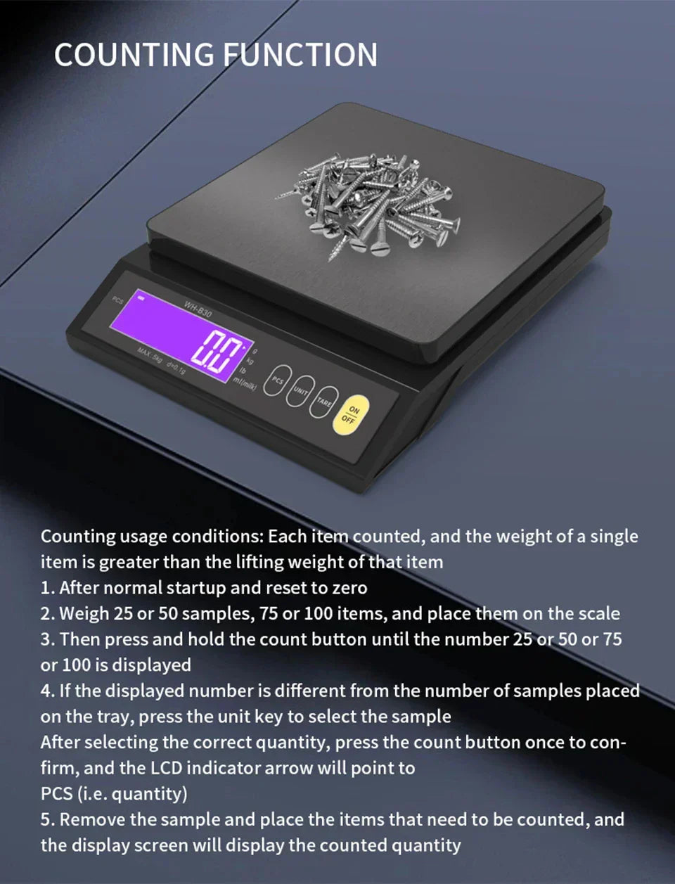 5 kg/0.1 g and 10 kg/1 g digital electronic kitchen scale, LCD screen, fully waterproof stainless steel tool for baking | ventumra