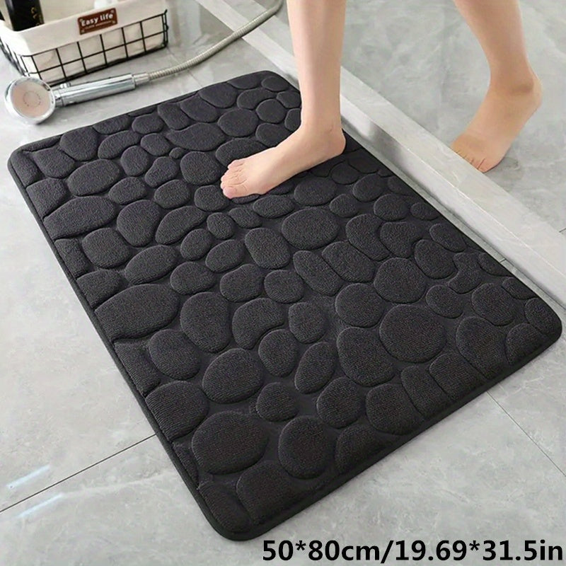Absorbent Bath Mat with Pebble Texture, Safety Grip | ventumra