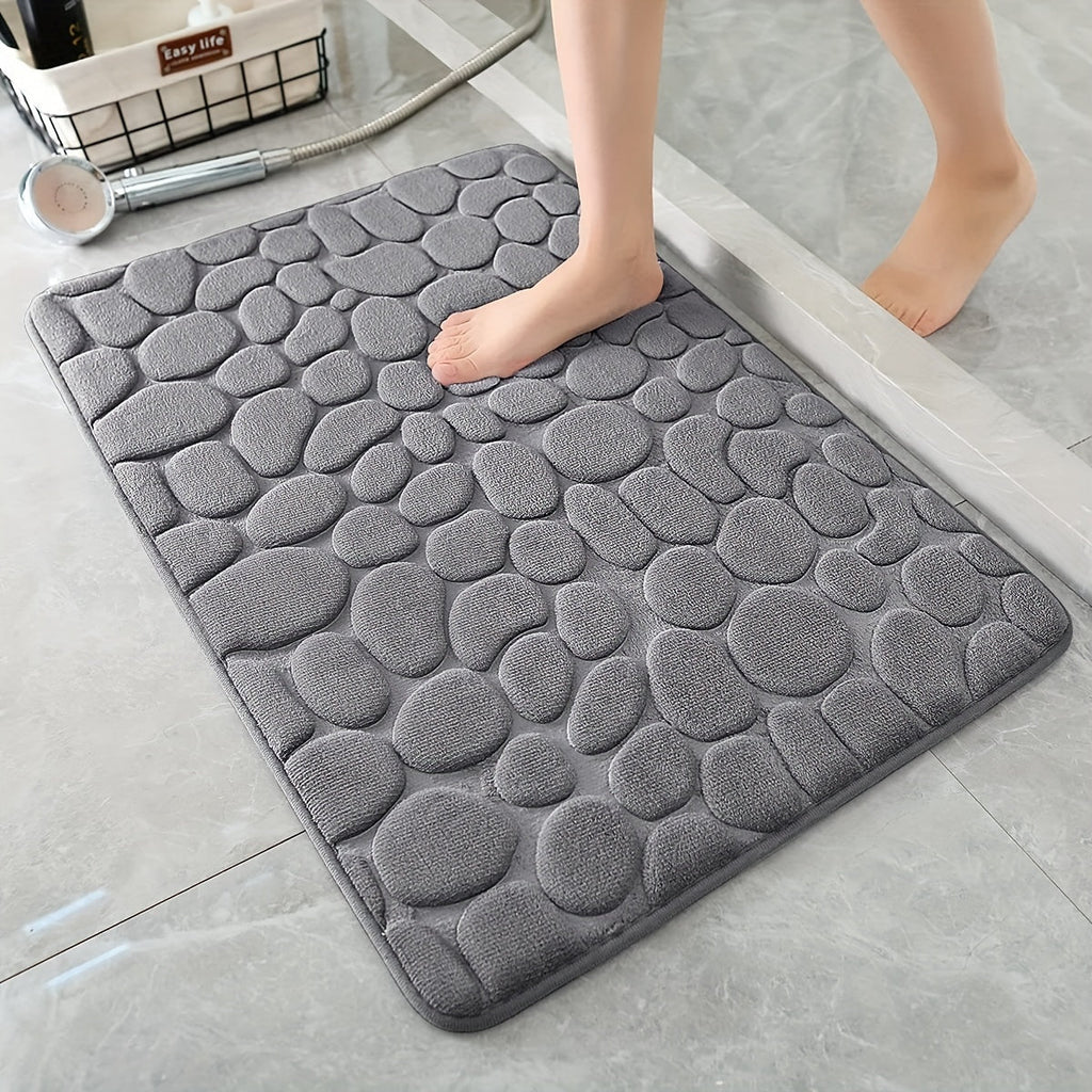 Absorbent Bath Mat with Pebble Texture, Safety Grip | ventumra
