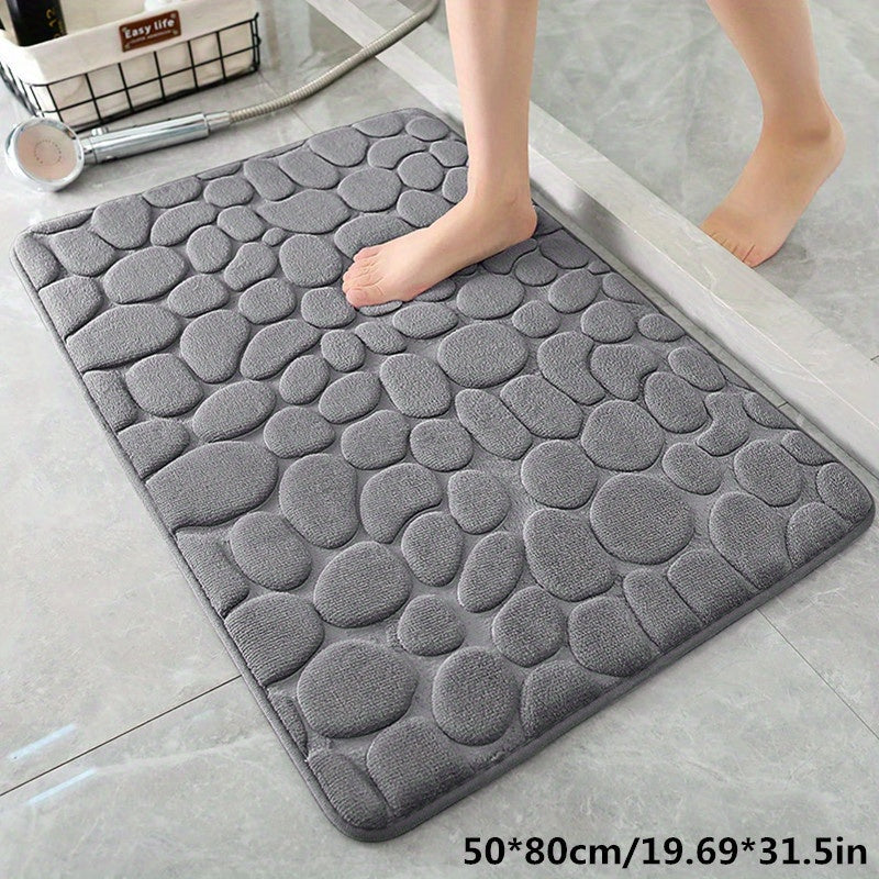 Absorbent Bath Mat with Pebble Texture, Safety Grip | ventumra