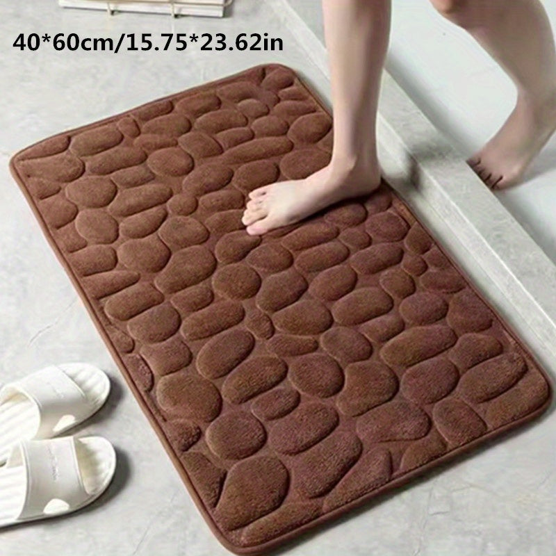 Absorbent Bath Mat with Pebble Texture, Safety Grip | ventumra