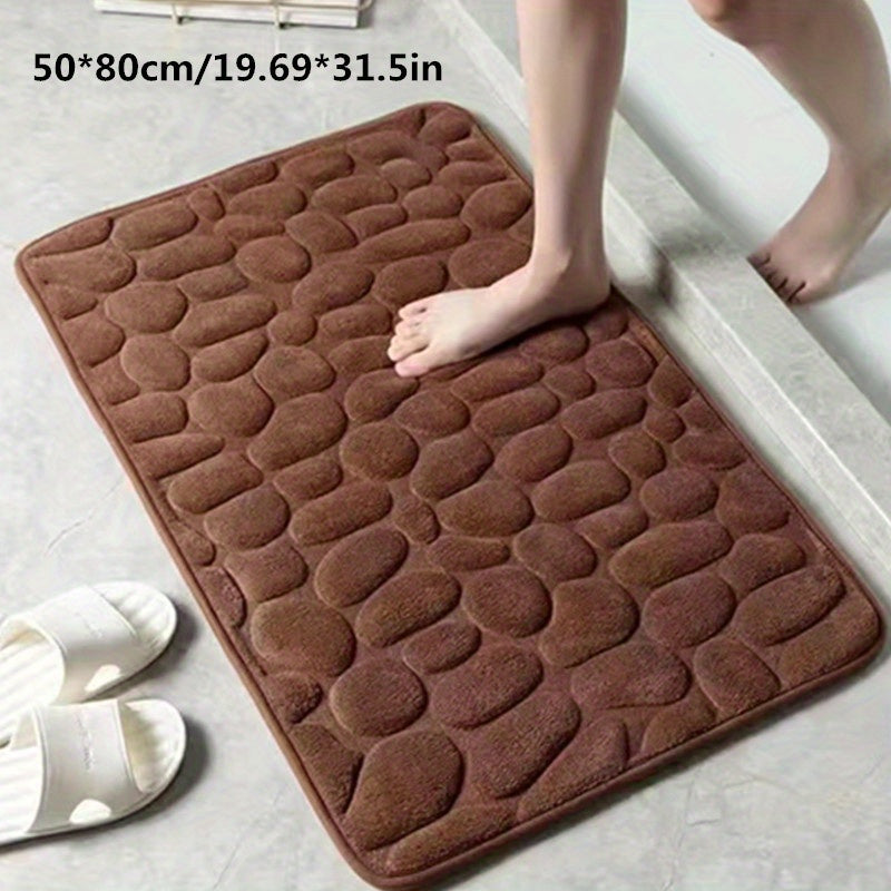 Absorbent Bath Mat with Pebble Texture, Safety Grip | ventumra