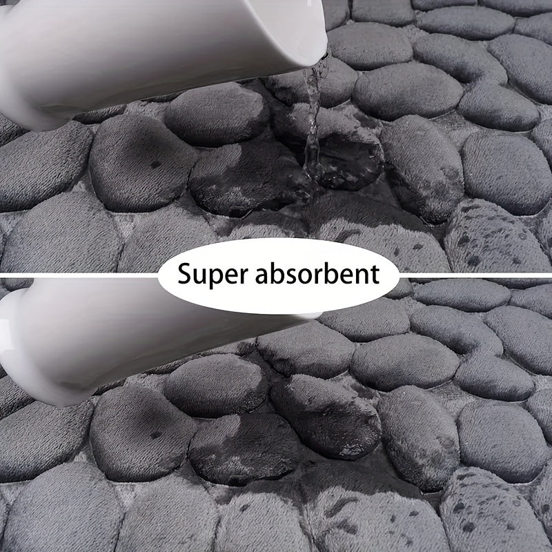 Absorbent Bath Mat with Pebble Texture, Safety Grip | ventumra