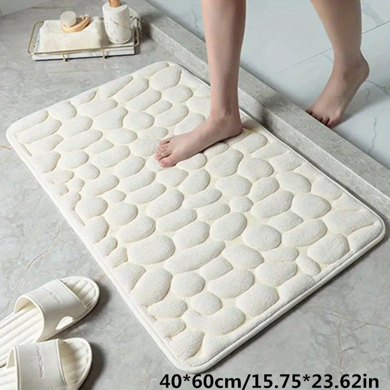 Absorbent Bath Mat with Pebble Texture, Safety Grip | ventumra