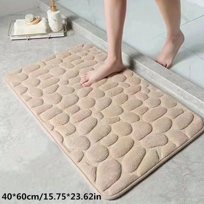 Absorbent Bath Mat with Pebble Texture, Safety Grip | ventumra