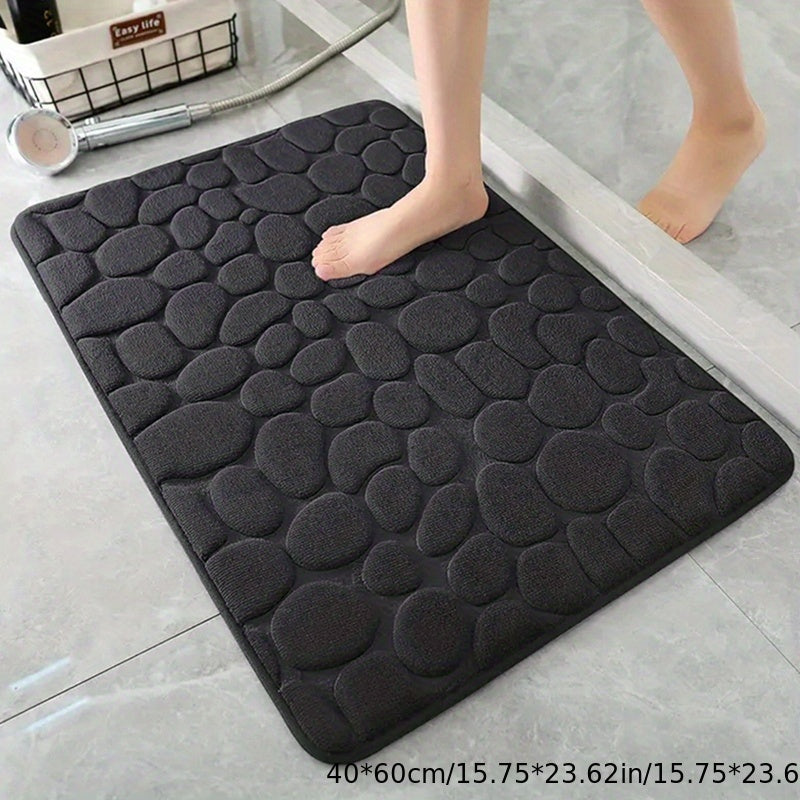 Absorbent Bath Mat with Pebble Texture, Safety Grip | ventumra