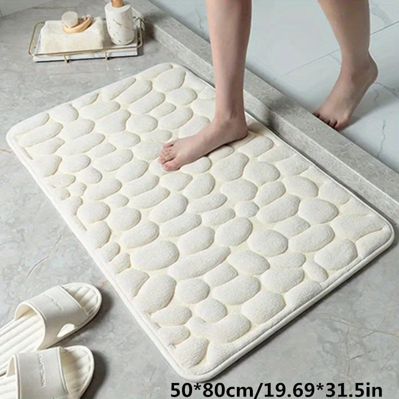 Absorbent Bath Mat with Pebble Texture, Safety Grip | ventumra