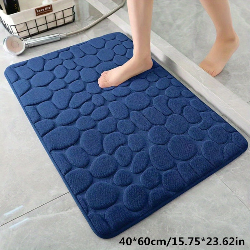 Absorbent Bath Mat with Pebble Texture, Safety Grip | ventumra