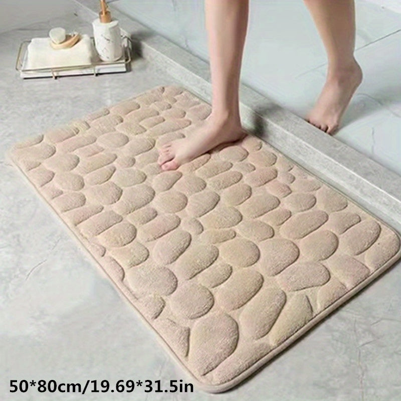 Absorbent Bath Mat with Pebble Texture, Safety Grip | ventumra