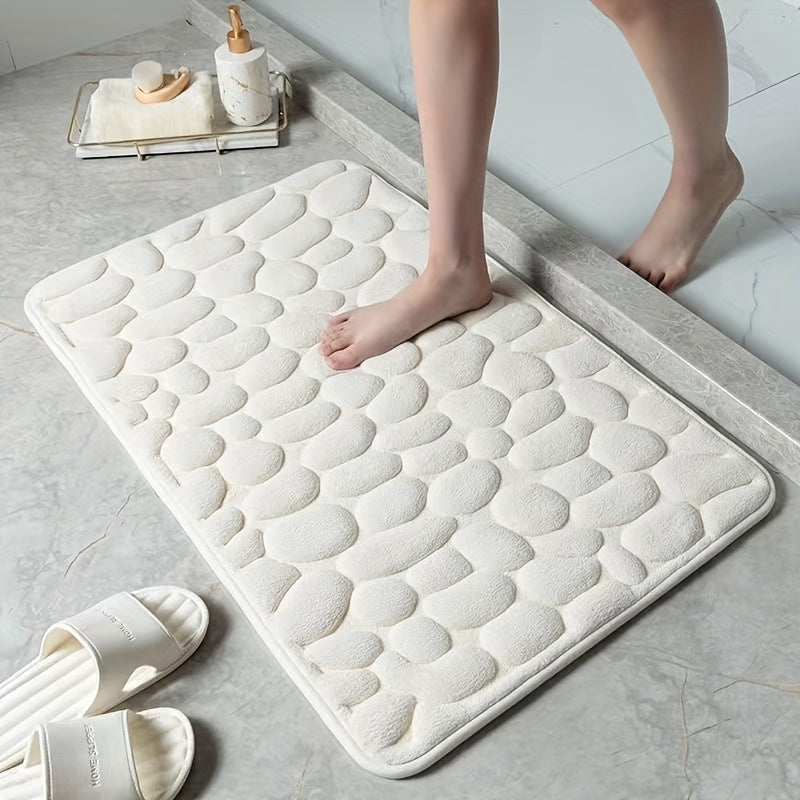 Absorbent Bath Mat with Pebble Texture, Safety Grip | ventumra