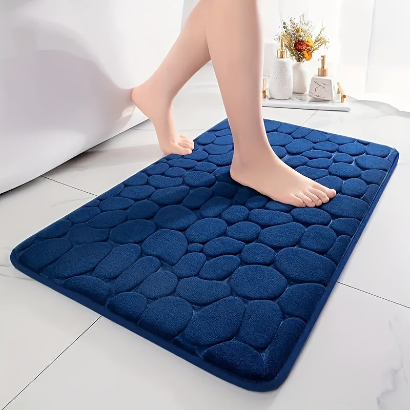 Absorbent Bath Mat with Pebble Texture, Safety Grip | ventumra