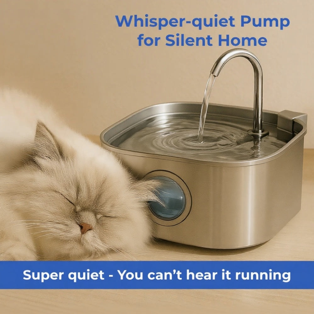 AquaSoft Whisper Quiet Pet Drinking Fountain – 3.2L with LED, Stainless Steel & 5-Stage Filtration | ventumra