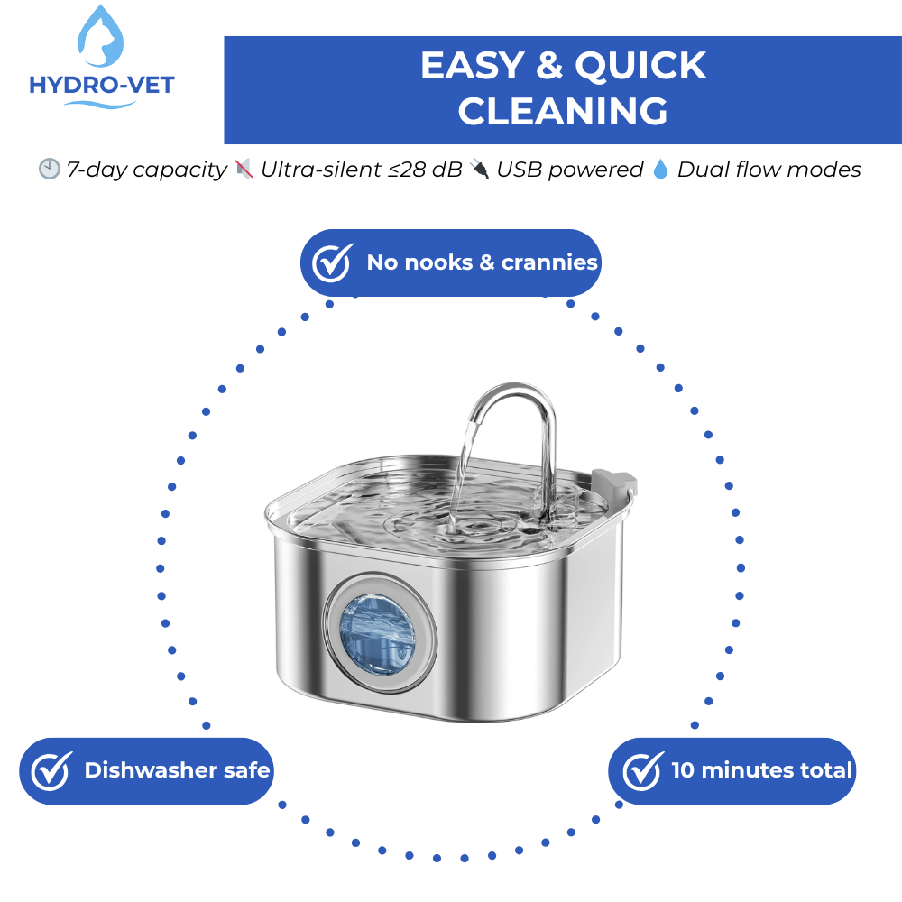 AquaSoft Whisper Quiet Pet Drinking Fountain – 3.2L with LED, Stainless Steel & 5-Stage Filtration | ventumra