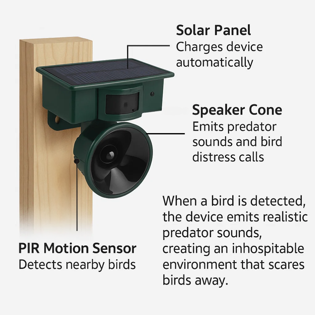 Bird Repeller with Motion Sensor Ultrasonic Solar Energy | ventumra