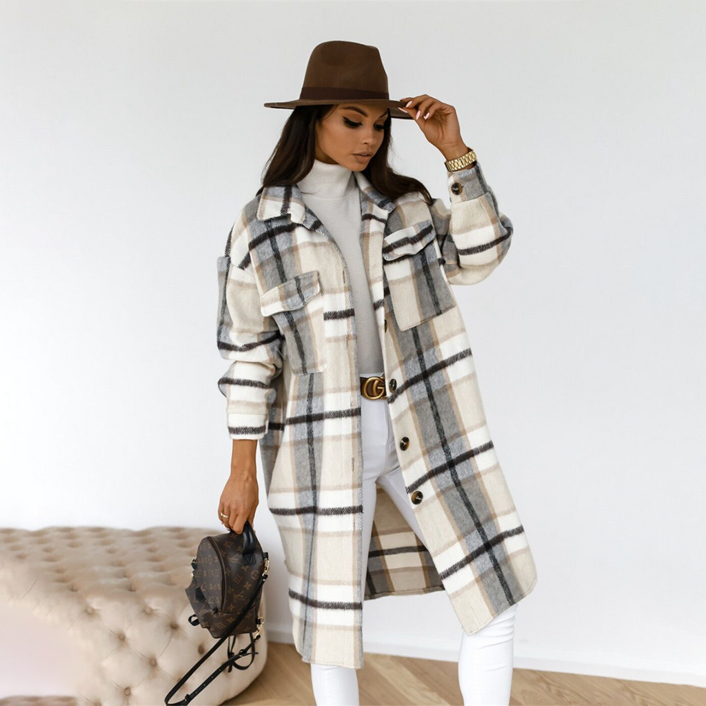 Women's Cozy Plaid Longline Coat | ventumra