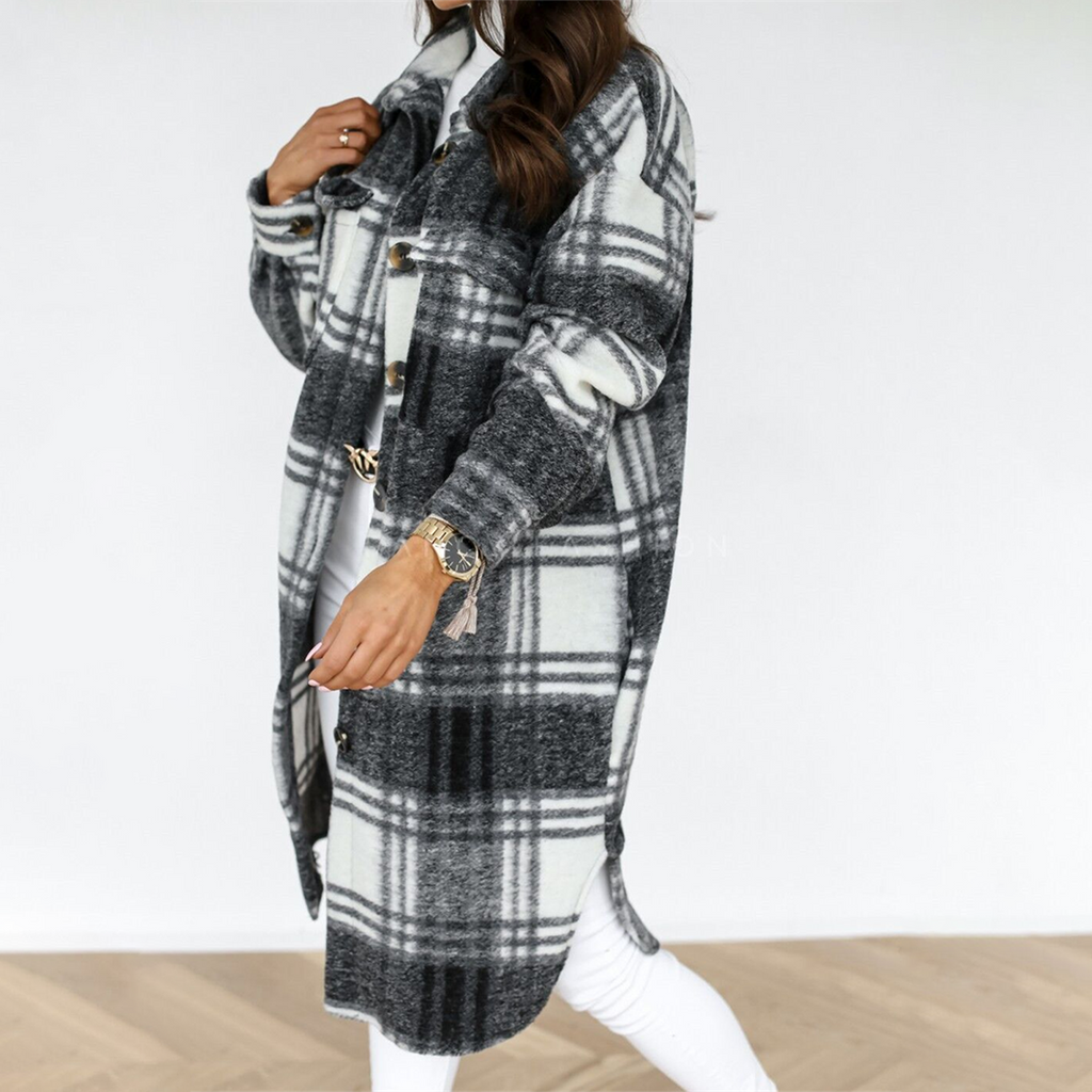 Women's Cozy Plaid Longline Coat | ventumra