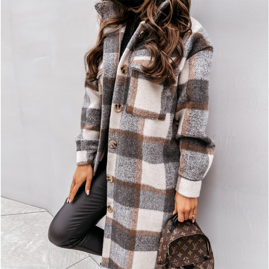 Women's Cozy Plaid Longline Coat | ventumra
