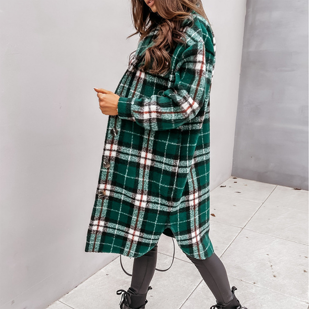 Women's Cozy Plaid Longline Coat | ventumra