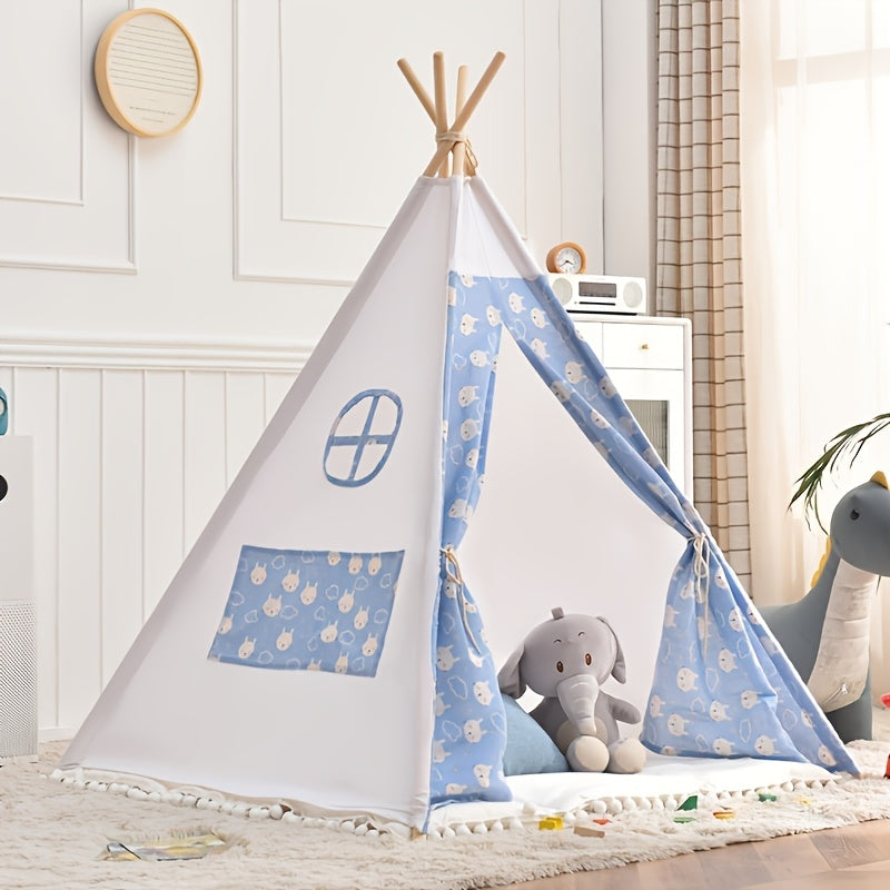 Children's Teepee Tent - Fun Cotton Play Fort with Pom-Pom Trim | ventumra