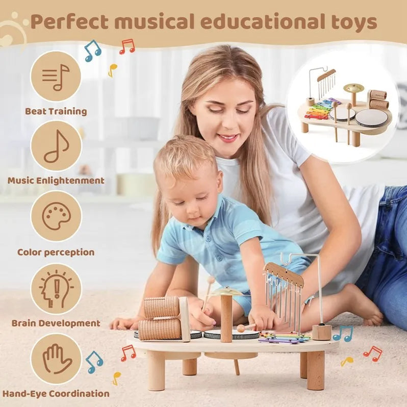 Children's Wooden Music Station with Xylophone & Drums | ventumra