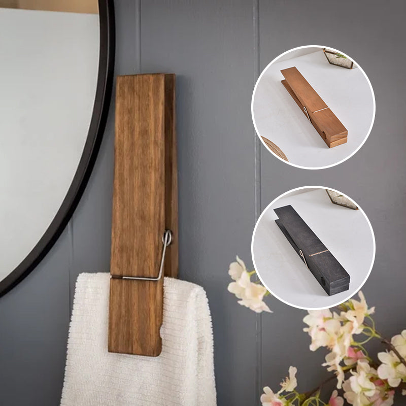 Rustic Wooden Clothespin Towel Hook | ventumra