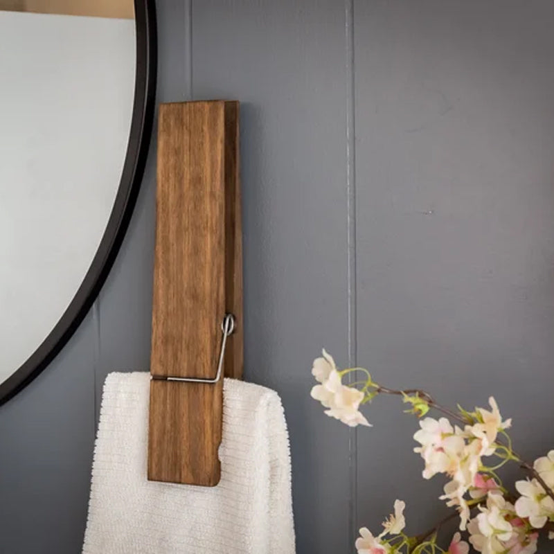 Rustic Wooden Clothespin Towel Hook | ventumra