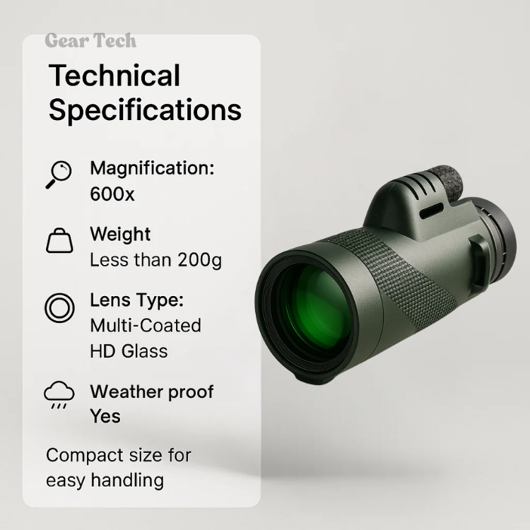 600x Zoom Monocular with HD Lens, Ultra-Light for Outdoors | ventumra