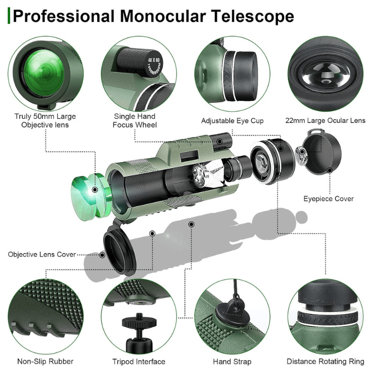 600x Zoom Monocular with HD Lens, Ultra-Light for Outdoors | ventumra