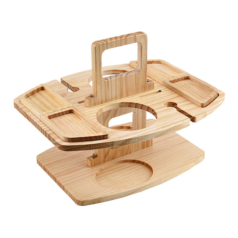 Compact Wooden Picnic Wine Table with Glass Holder | ventumra