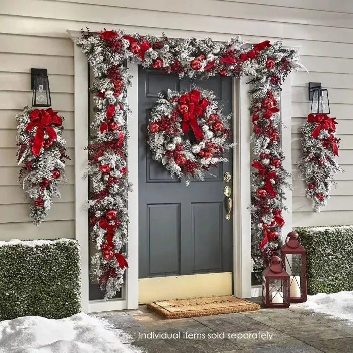 Cordless Prelit Holiday Trim LED Lights, Auto-Timer & Premium Red/White Decor | ventumra