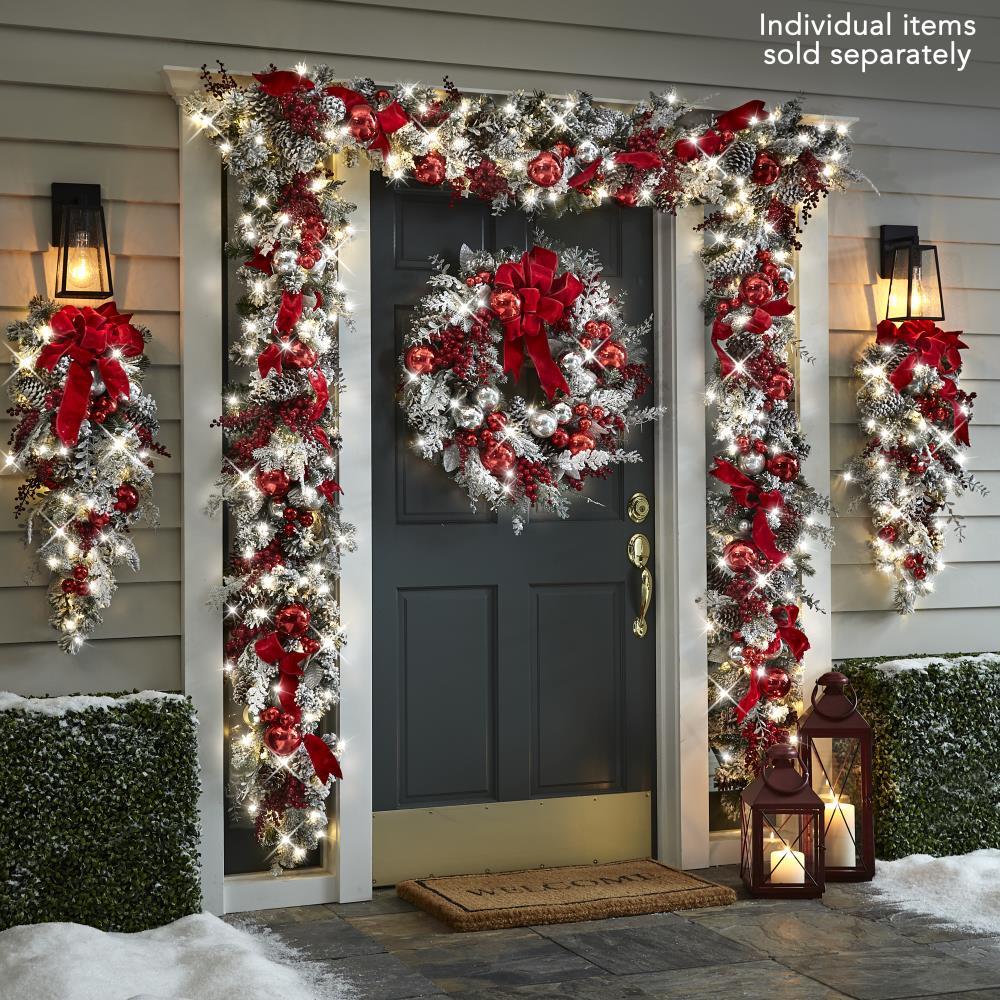 Cordless Prelit Holiday Trim LED Lights, Auto-Timer & Premium Red/White Decor | ventumra