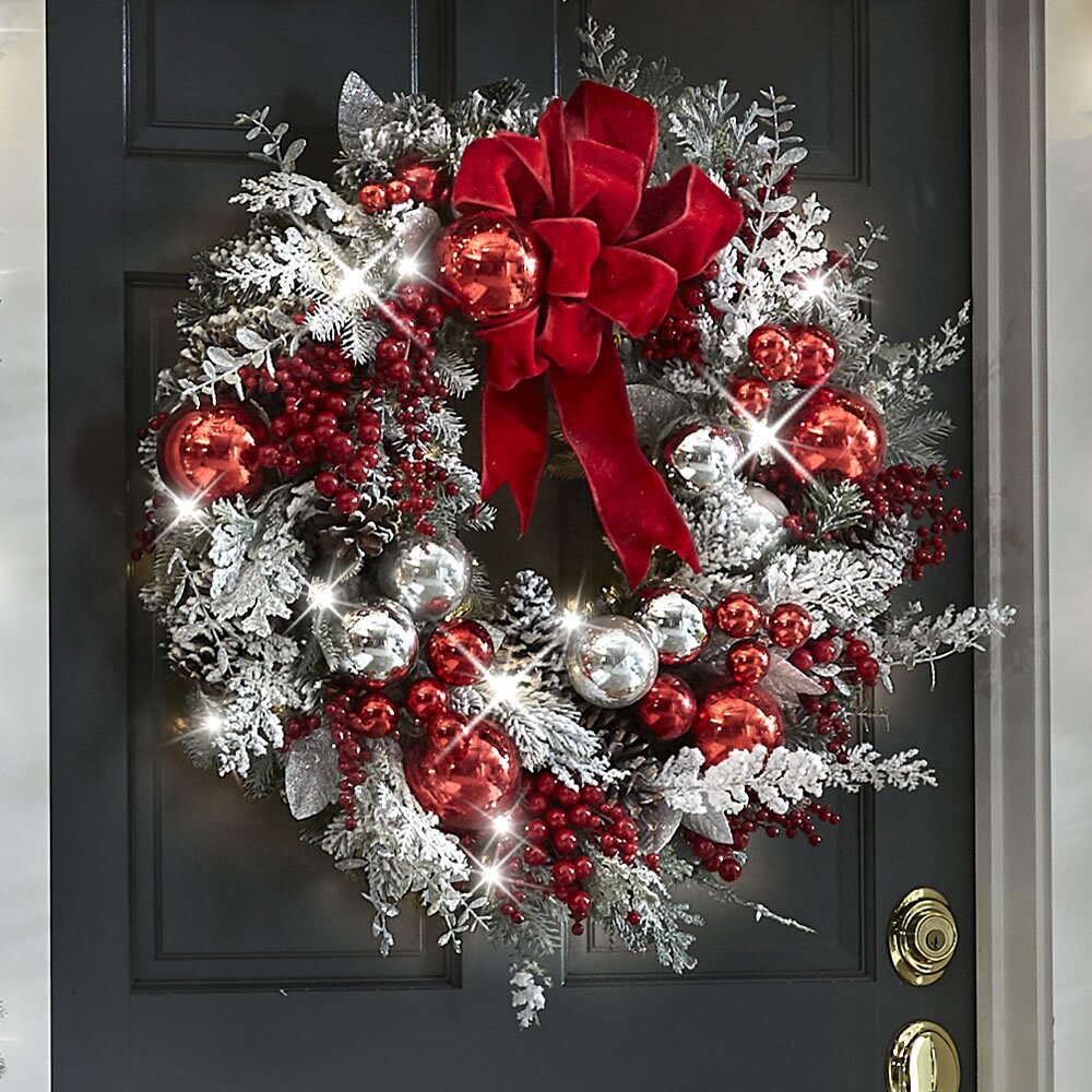Cordless Prelit Holiday Trim LED Lights, Auto-Timer & Premium Red/White Decor | ventumra