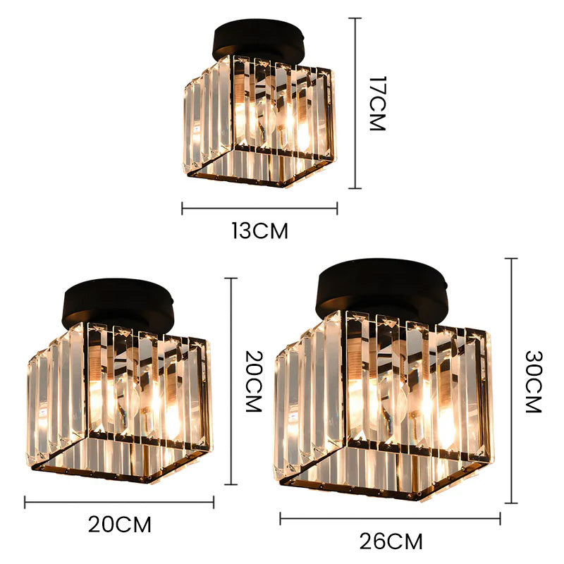 Crystal Glass Ceiling Lamp – Brass Fixture & Compact Design | ventumra