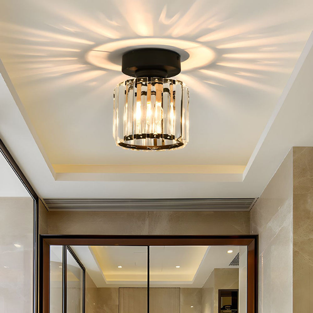Crystal Glass Ceiling Lamp – Brass Fixture & Compact Design | ventumra