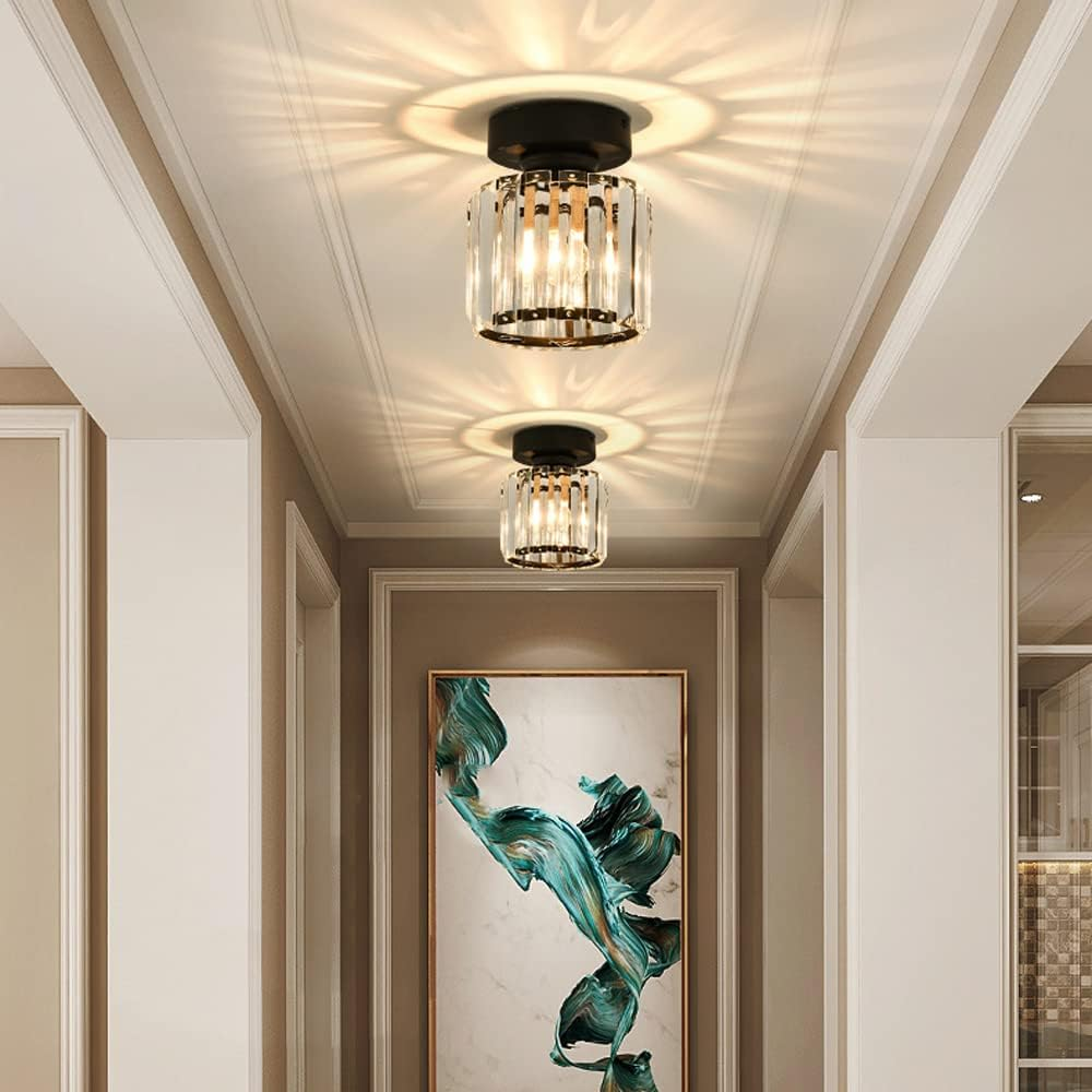 Crystal Glass Ceiling Lamp – Brass Fixture & Compact Design | ventumra