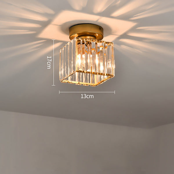 Crystal Glass Ceiling Lamp – Brass Fixture & Compact Design | ventumra