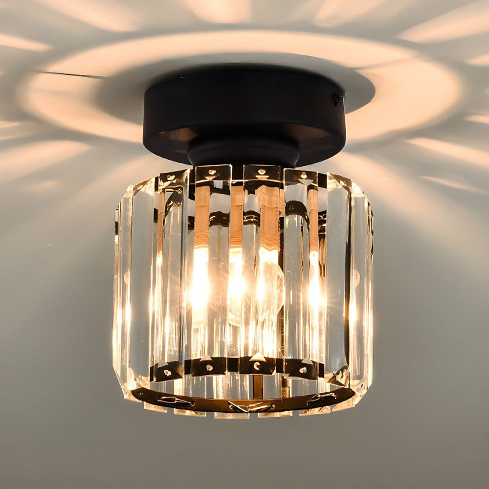 Crystal Glass Ceiling Lamp – Brass Fixture & Compact Design | ventumra