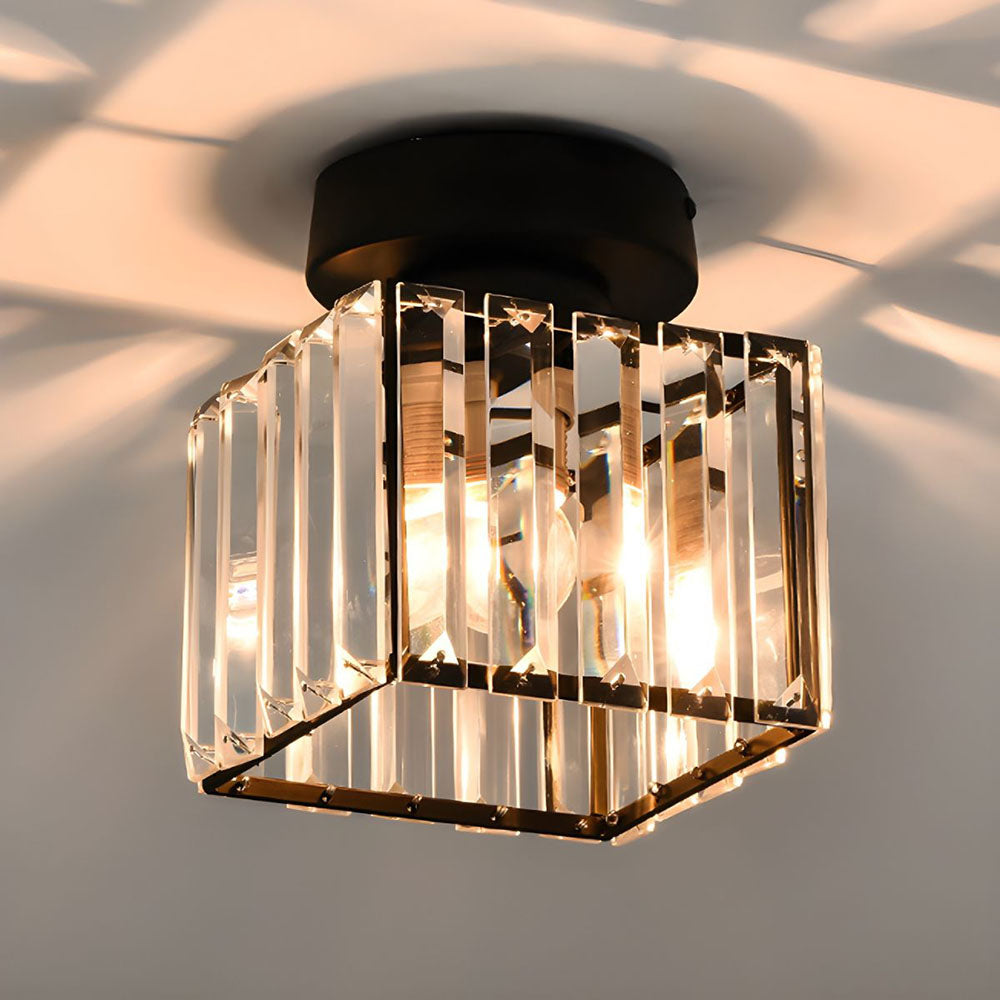 Crystal Glass Ceiling Lamp – Brass Fixture & Compact Design | ventumra