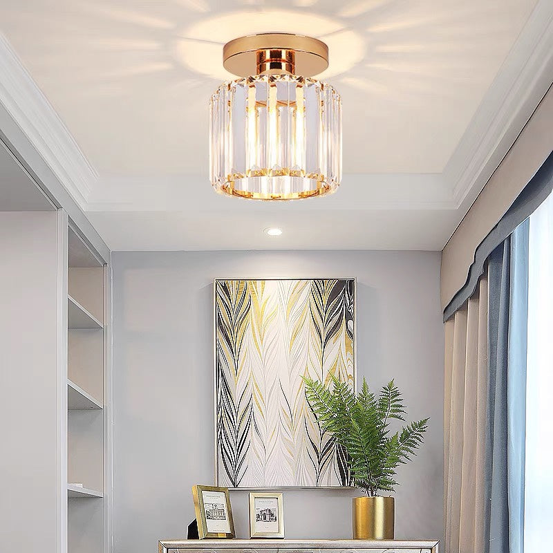 Crystal Glass Ceiling Lamp – Brass Fixture & Compact Design | ventumra