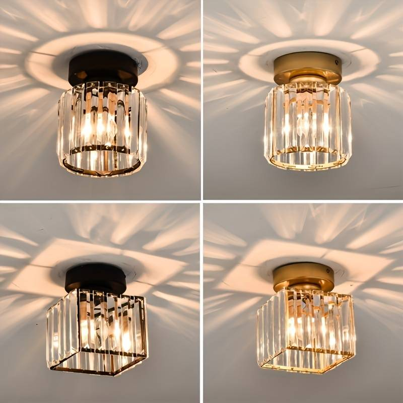 Crystal Glass Ceiling Lamp – Brass Fixture & Compact Design | ventumra