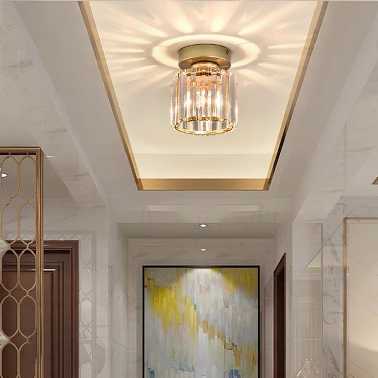Crystal Glass Ceiling Lamp – Brass Fixture & Compact Design | ventumra