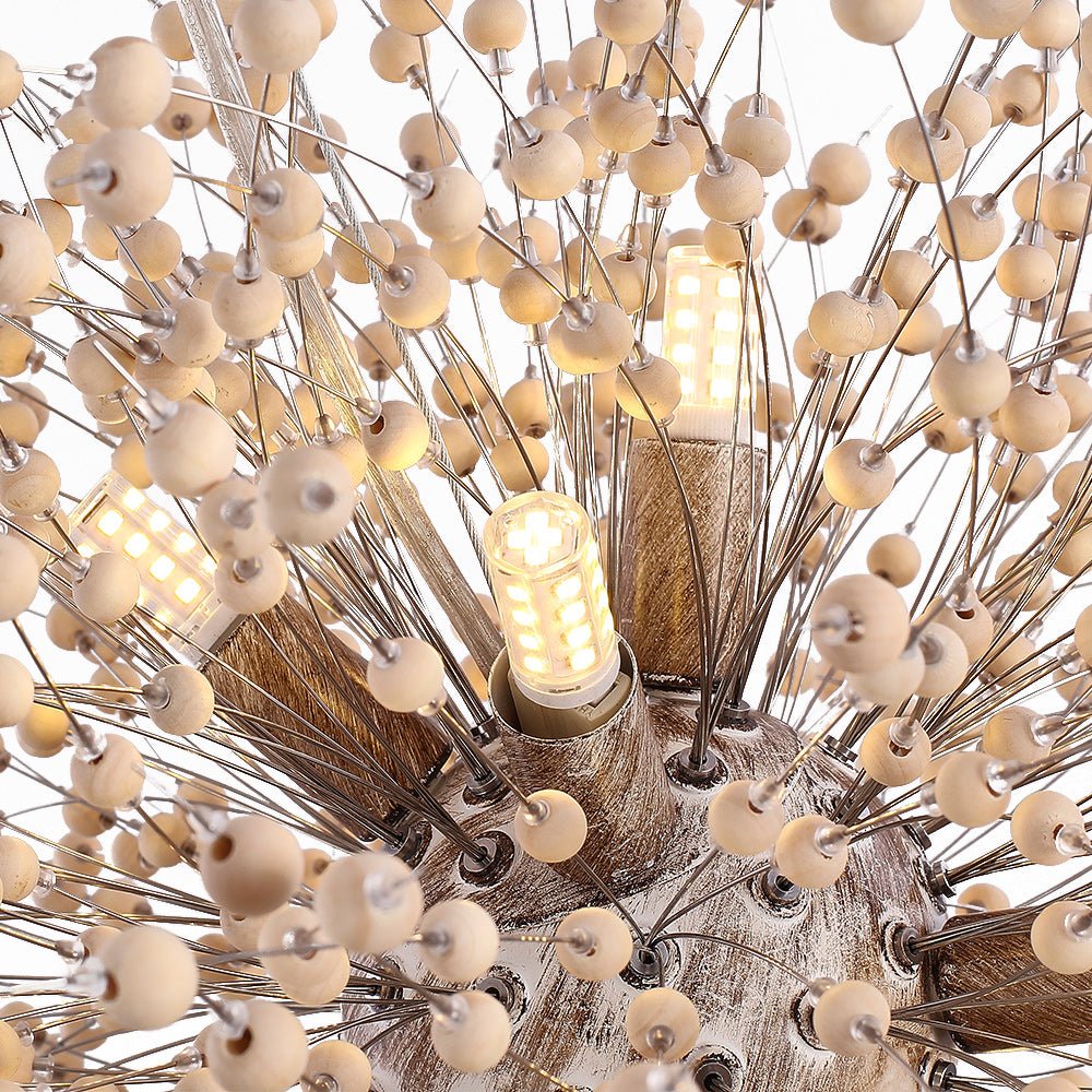 Dandelion Pendant Light with Wood Beads | ventumra